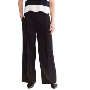 Adrianna Papell Black Pants With White Side Stitch Wide Leg Size 16